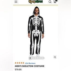 Tipsy Elves Black and White Skeleton Onesie Zip Up Size Small